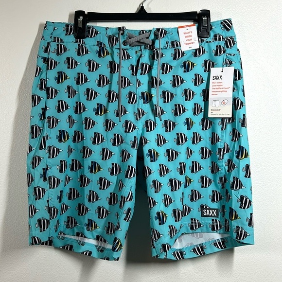 Saxx BETAWAVE 19” 2N1 DropTemp Cooling Liner Ballpark Pouch Swim Trunks NWT - Picture 1 of 10